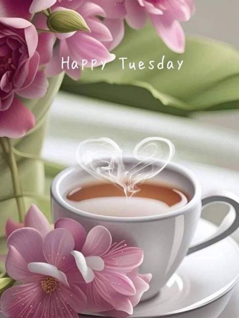 Happy Morning, Morning Flowers, Good Morning Flowers, Happy Tuesday, Morning Images, Beautiful Flowers, Good Morning, Coffee, Flowers