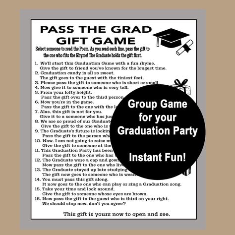 Grad Games, Pass The Present Game, Pass The Parcel Game, Pass The Gift Game, Graduation Candy Buffet, Graduation Words, Senior Party, Graduation Games, Advice For The Graduate