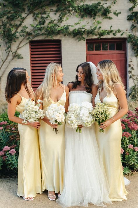 Camila and Richard were married at the gorgeous Mona Farm in Braidwood. Jack Henry captured their day and our florals and styling beautifully. Mona Farm, Floristry Design, Wedding Color Pallet, Cottage Wedding, Yellow Bridesmaid Dresses, Yellow Bridesmaids, Wedding Party Photos, Champagne Wedding, Yellow Wedding