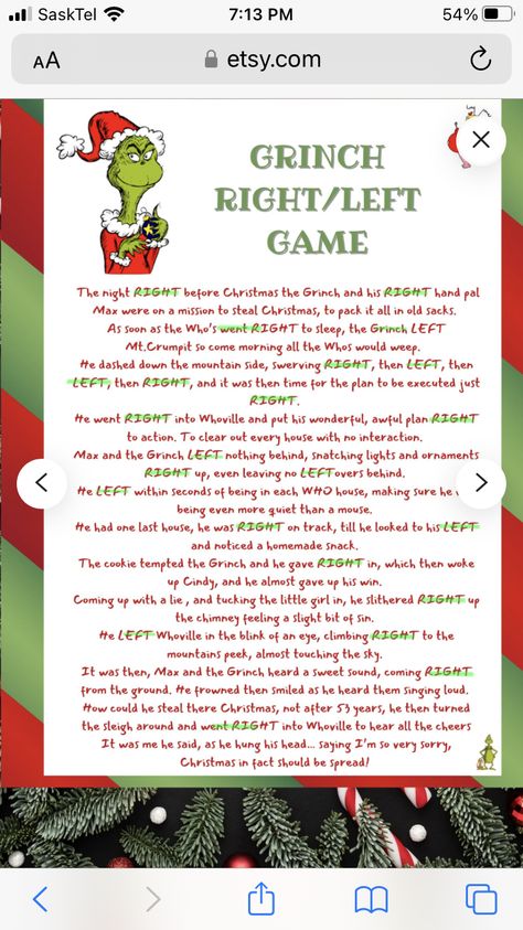 Grinch White Elephant Game, Grinch Christmas Game, Grinch Grab Punch Game, Grinch Left Right Christmas Game, Grinch Gift Exchange Game, Grinch School Activities, Grinch Party Games Adults, Grinch Games For Adults, Grinch Christmas Party Games