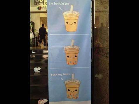 "I'm balls tea..." Big Boba Bubble Tea, Boba Tea Puns, Bubble Tea Advertisement, Sipping Tea Meme, Boba Memes Funny, Escalated Quickly, Funny Sites, Flirting Tips For Girls, Tea Culture