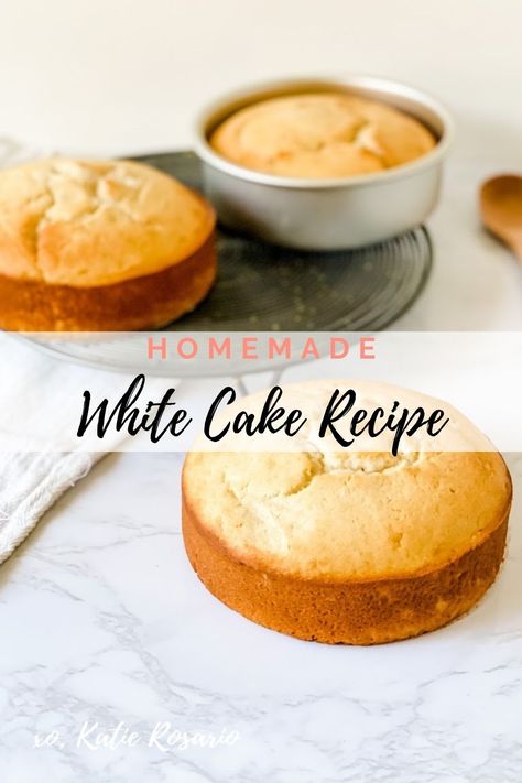 Learn how to make this perfectly moist white cake recipe.  Did you know the main difference between vanilla cake and white cake? Technically, both cakes are vanilla, but the main difference is that vanilla cake uses whole eggs or egg yolks while white cake uses egg whites.  White cake is a great recipe to have… Cakes With Egg Whites, Egg White Cake Recipe, 8 Inch Vanilla Cake Recipe, Egg White Cake, Moist White Cake Recipe, Recipe Using Egg Whites, Fluffy White Cake, Homemade White Cakes, Chocolate Covered Strawberry Cake