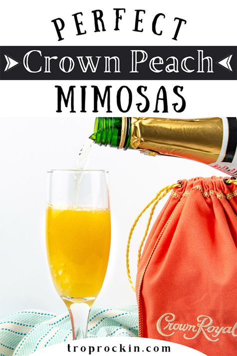 Peach Crown Cocktails, Crown Peach Drinks Recipes Cocktails, Peach Mixed Drinks, Crown Peach Drinks, Peach Mimosa Recipe, Crown Peach Drink Recipes, Drink With Champagne, Crown Drinks, Peach Whiskey Drink