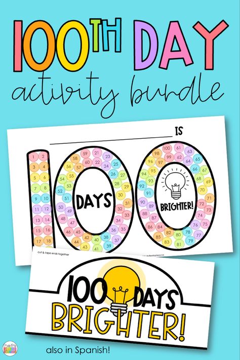 Kindergarten Holiday Activities, 100th Day Of School Crafts, 100 Days Brighter, School Stamps, 100 Days Smarter, Holiday Writing, Kindergarten Classroom Decor, Holiday Activities For Kids, School Hallways