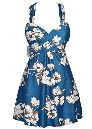 COCOPEAR Women Elegant Crossover One Piece Swimdress Floral Skirted SwimsuitFBATeal FloralMedium  68 *** Click image for more details. (It is an affiliate link and I receive commission through sales) Under The Skirt, Skirted Swimsuit, Plus Size Swim, Prussian Blue, Best Swimsuits, Women Swimwear, Tankini Set, Plus Size Skirts, One Piece For Women