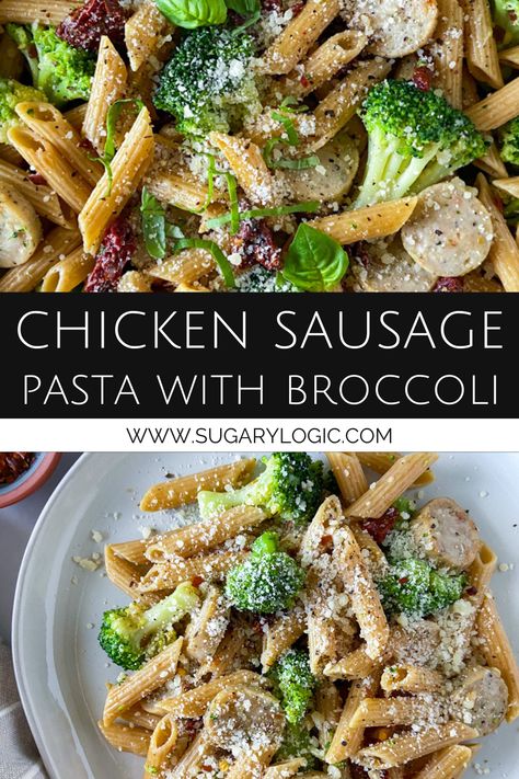 Pasta recipes are ideal meals when you are looking for cheap and easy options. This healthy chicken sausage pasta with broccoli is affordable to make and quick to throw together. This recipe makes six servings which is great when you need to feed a crowd or prep for the week's meals. Chicken Sausage And Broccoli, Chicken Sausage Recipes Healthy, Chicken Sausage Recipes Pasta, Pasta With Chicken Sausage, Sausage Broccoli Pasta, Healthy Sausage Recipes, Sausage And Broccoli, Chicken Sausage Recipes, Pasta With Broccoli