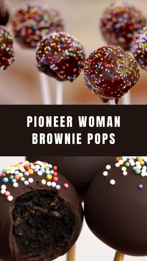 Pioneer Woman Brownie Pops Brownie Cake Pops Easy, Dark Chocolate Cake Pops, Brownie Balls Recipe, Brownie Cake Balls, Brownie Cake Pops Recipe, Brownie Pops Recipe, Pioneer Woman Desserts, Chocolate Cake Pops Recipe, Pioneer Kitchen