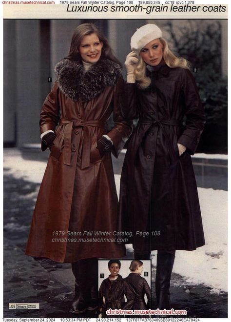 1979 Sears Fall Winter Catalog, Page 108 - Catalogs & Wishbooks 70s Winter Fashion, 60s Winter Fashion, 1970s Boots, 70s Winter, Ebony Magazine, Leather Coat Womens, Old Boots, 80s And 90s Fashion, Long Leather Coat