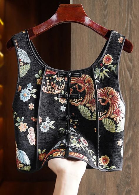 Handmade Black Embroideried Patchwork Cotton Vest Sleeveless Fashion Top Outfits, Fancy Tops, Future Outfit, Cotton Vest, Comfortable Room, Edgy Outfits, Cup Size, Luxury Outfits, Look Fashion