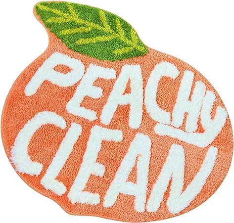 Peachy Clean Bath Mat, Peach Shower Curtain, Bathroom Area Rugs, Peach Bathroom, Bedroom Children, Orange Bathrooms, Coral Fabric, Sewing Furniture, Bathroom Items