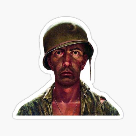 Traumatized Soldier, Cartoon Soldier, Thousand Yard Stare, Shell Shock, Meme Stickers, Us History, Cool Stickers, Mask For Kids, Print Stickers