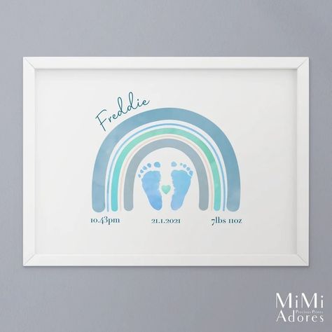 Baby Footprint Crafts, Baby Room Paintings, Boy Nursery Art, Baby Boy Nursery Art, Rainbow Boys, Baby Milestones Pictures, Footprint Crafts, Baby Handprint, Nursery Art Boy