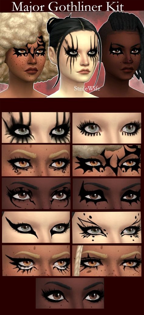 Simberleen Sims 4 Cc, Sims 4 Cc Punk Makeup, Sims 4 Markings Cc, Ts4 Cc Maxis Match Kawaii, Clown Core Sims 4 Cc, Corpse Paint Sims 4 Cc, Sims 4 Goth Face Paint, Sims 4 Cc Goth Eyeliner, Sims 4 Alt Makeup Cc