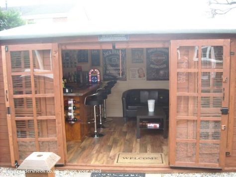 Bar/Man Cave in backyard Backyard Pub, Party Shed, Bar En Plein Air, Garden Bar Shed, Pub Shed, Man Cave Shed, Shed Of The Year, Bar Shed, Pub Sheds