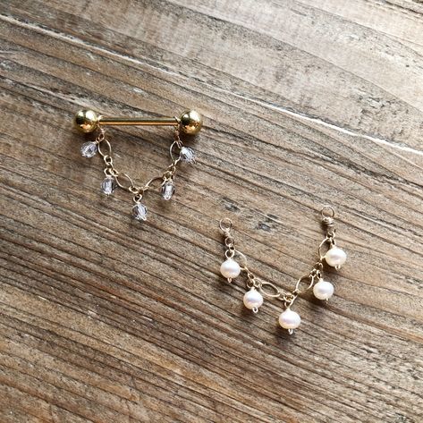 Barbell Piercing, Shop Accessories, Body Jewelry Piercing, Crystal Chain, Jewelry Lookbook, Square Earrings, Pretty Jewellery, Gold Filled Chain, Conch