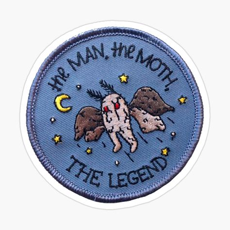 Get my art printed on awesome products. Support me at Redbubble #RBandME: https://www.redbubble.com/i/sticker/the-man-the-moth-the-legend-by-si3iy/142010701.EJUG5?asc=u Indrid Cold, Buzzfeed Unsolved, The Moth, Cool Patches, Cool Pins, Patches Jacket, Doja Cat, Cute Pins, Embroidery Patches