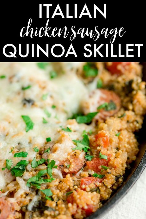 Italian Turkey Sausage Recipes, Sausage Quinoa, Healthy Sausage Recipes, Sausage Italian, Quinoa Skillet, Dinner With Chicken, Chicken Sausage Recipes, Italian Seasonings, Sausage Dinner