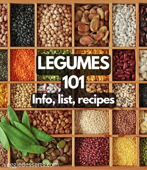 If you want to know all about legumes you've come to the right place! Get a list of legumes, cooking guides, pictures, examples, types, and lots of information. Plus, you can find out answers to questions like What are legumes? Are green beans a legume? What are legumes vs beans? Read on to get all the answers. Beans And Legumes List, List Of Lentils, Best Legumes To Eat, Legumes List Of, What Are Legumes, Legumes List, Types Of Legumes, Peanut Stew Vegan, Lentils Nutrition