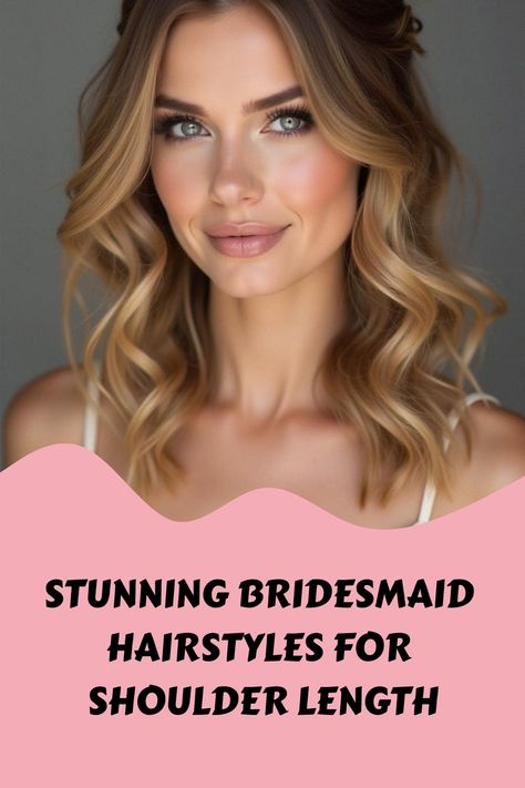 Stunning Bridesmaid Hairstyles for Shoulder Length Hairstyles For Medium Length Hair For Party Easy Updo, Medium Hair Waves Wedding, Event Hairstyles For Medium Length Hair, Wedding Bridesmaid Hairstyles Down, Hair Styles For Bridesmaids Medium Hair, Best Wedding Guest Hairstyles, Updo For Bridesmaid Medium Hair, Easy Evening Hairstyles For Medium Hair, Bridesmaid Hairstyles Down Medium Length