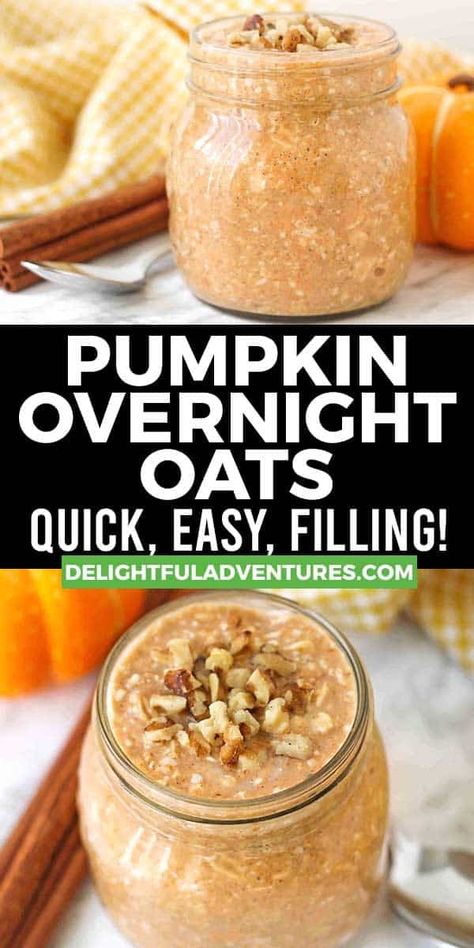 Creamy, naturally sweetened pumpkin spice overnight oats that are also vegan and gluten-free (as long as you use plant-based milk and gluten-free oats!). It’s a quick and easy breakfast (or snack) to prepare during weekend meal prep for the week ahead. What To Use Oats For, Gluten Free Pumpkin Overnight Oats, Pumpkin Spice Overnight Oats Healthy, Vegan Pumpkin Overnight Oats, Easy Pumpkin Overnight Oats, Pumpkin Butter Overnight Oats, Pumpkin Over Night Oats, Overnight Oats Pumpkin Spice, Pumpkin Overnight Oats Protein