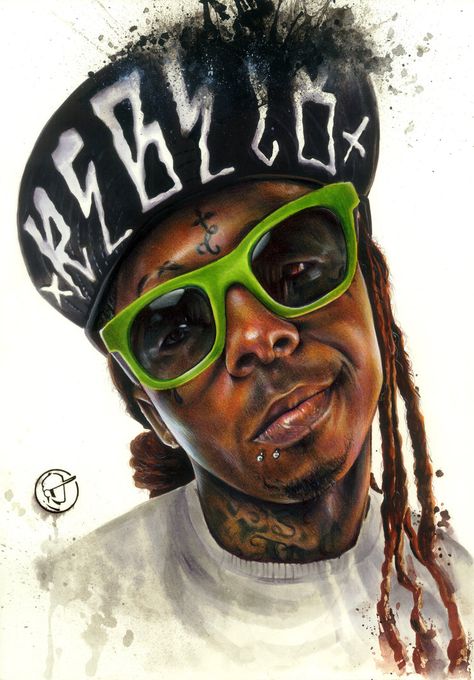 lil wayne Lil Wayne Art, Hip Hop Artwork, Rapper Art, Real Hip Hop, Celebrity Caricatures, Caricature Drawing, Gangsta Rap, Hip Hop Art, Digital Portrait Art