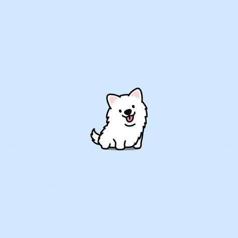 Cute samoyed dog icon | Premium Vector #Freepik #vector #background #logo #label #baby Cute Samoyed, Samoyed Dog, Dog Icon, Adobe Stock, Premium Vector, Wall, Blue, White