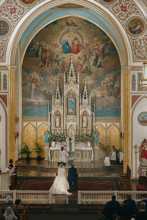 Ceremony and Wedding Mass - Allison Girone Traditional Latin Mass Wedding, Latin Mass Wedding, Old Catholic Church, Catholic Wedding Traditions, Catholic Aesthetic, Catholic Wedding Ceremony, Traditional Catholicism, Orthodox Wedding, Latin Mass