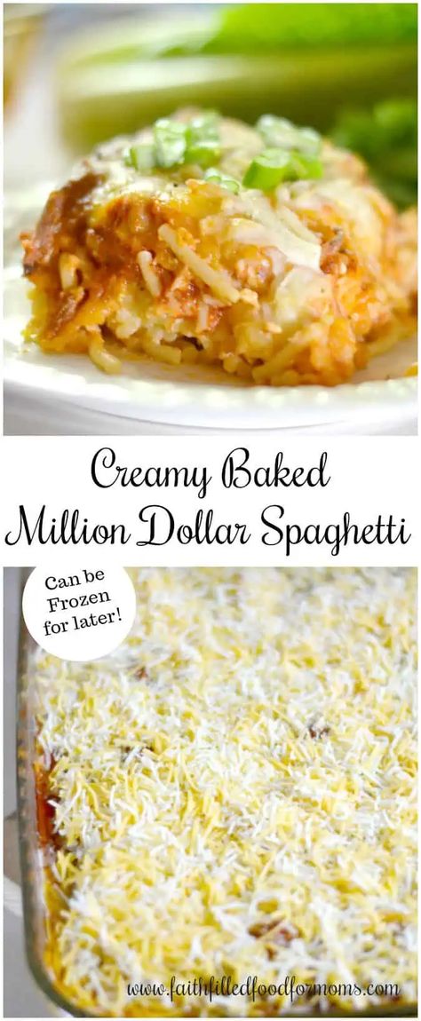 This Easy Creamy Baked Million Dollar Chicken Spaghetti Casserole Recipe is so cheap to make! It takes chicken and noodles to whole new level of yummy! Can also be frozen for later so it's perfect for an easy meal prep recipe. #spaghetti #casserole #baked #oven #chicken #mealprep #menuplan #cheap #dinner Chicken Million Dollar Spaghetti, Quick Chicken Spaghetti Recipe, Oven Chicken Spaghetti Recipe, Baked Spaghetti Chicken, Chicken Spaghetti Recipe Casserole, Chicken Spaghetti Without Velveeta, Chicken Tretazzini Recipe, Spaghetti Casserole Baked, Baked Chicken Spaghetti Casserole