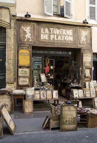 Aix En Provence France, Antique Shopping, Aged Wood, Mask Painting, Framed Pictures, Shop Fronts, Book Shop, Antique Store, Shop Front