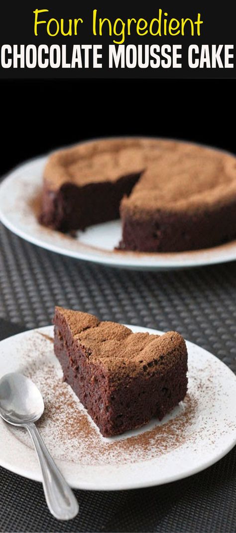 4-Ingredient Chocolate Mousse Cake (gluten-free) Gluten Free Mousse Cake, Choc Mousse Cake, Gluten Free Chocolate Mousse, Chocolate Mousse Cake Easy, Gluten Free Chocolate Pie Recipe, Lactose Free Chocolate Mousse, Dairy Free Chocolate Mousse, Gluten Free Chocolate Mousse Cake, Gluten Free Dairy Free Chocolate Mousse