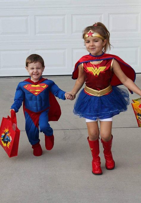 Brother & Sister Superheroes♥ Cute Halloween Costumes For Siblings, Toddler Brother Sister Halloween Costume, Halloween Brother Sister Costumes, Halloween Brother And Sister Costumes, Sister And Brother Costumes Halloween, Halloween Costumes For Brother And Sister, Matching Halloween Costumes For Brother And Sister, Halloween Costumes For Brother Sister, Matching Costumes For Siblings