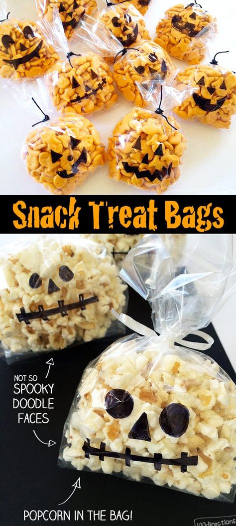 Cute Halloween Snack Bags Halloween Snack Bags, Snack Treat Bags, Halloween Party Activities, Dekorasi Halloween, Halloween Snack, Halloween Fest, Candy Treats, Fun Halloween Crafts, Healthy Halloween