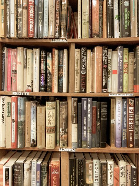 Library Shelf Aesthetic, Thrift Books Aesthetic, Room Full Of Books Aesthetic, Bookshelf Full Of Books, Story Books Aesthetic, Thrifted Books, Full Bookshelf, Thrift Books, Bookshelf Aesthetic