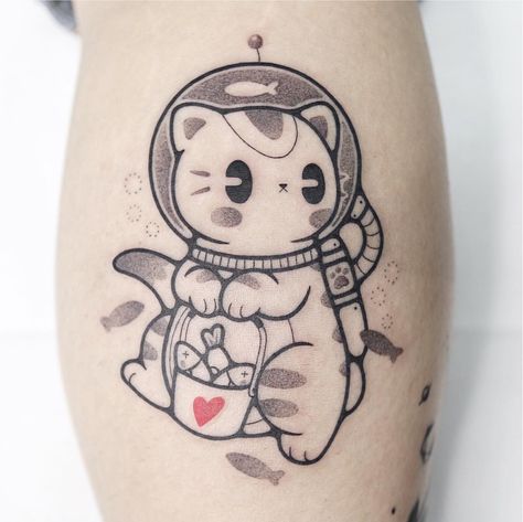 Hugo on Instagram: “One of my favorite subject to work with is the scuba cat 🐈🐟💕 Thank you Jenn 😍” Tatuaje Studio Ghibli, Korean Tattoo, Korean Tattoo Artist, Korean Tattoos, Tattoos Mandala, Kawaii Tattoo, Tattoos Geometric, Cat Tattoo Designs, Grey Tattoo