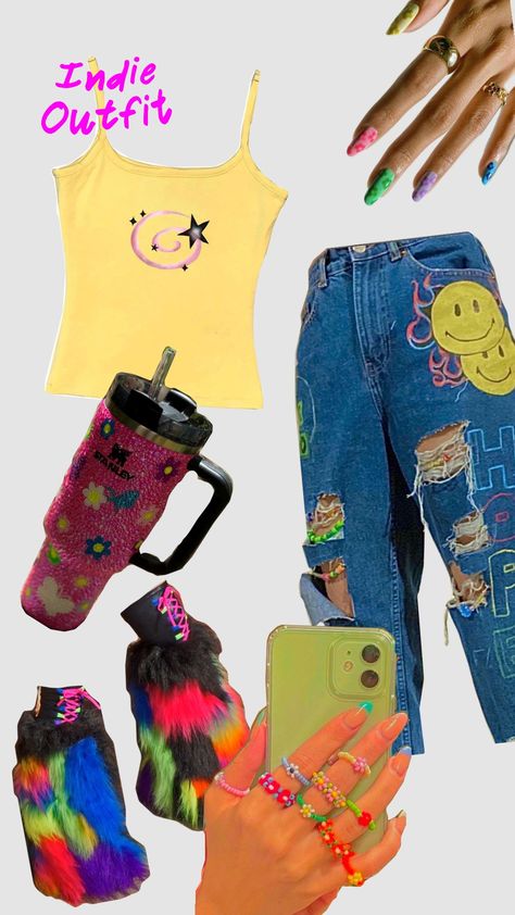 indie outfit! hope you like it!!! #indie #neon #surrealism #cute #trending Childish Outfits For Women, Neon Surrealism, Childish Outfits, Kidcore Clothes, Shifting Outfits, 80s Aesthetic, Indie Aesthetic, Indie Outfits, Outfits For Women