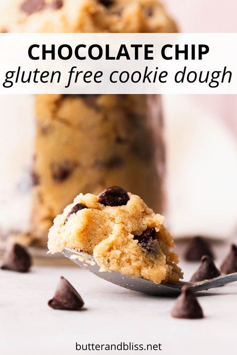 A gluten free edible cookie dough recipe that features chocolate chips and plenty of vanilla flavor. The cookie dough is made with a mix of almond and oat flour to give the dough a soft and moist texture. While maple syrup and a touch of sugar make the edible dough buttery and sweet. Gluten Free Chocolate Chip Cookie Dough, Edible Dough, Oat Flour Cookies, Chocolate Chip Cookie Dough Recipe, Edible Sugar Cookie Dough, Edible Chocolate Chip Cookie Dough, Gluten Free Cookie Dough, Oat Flour Recipes, Cookie Dough Ingredients