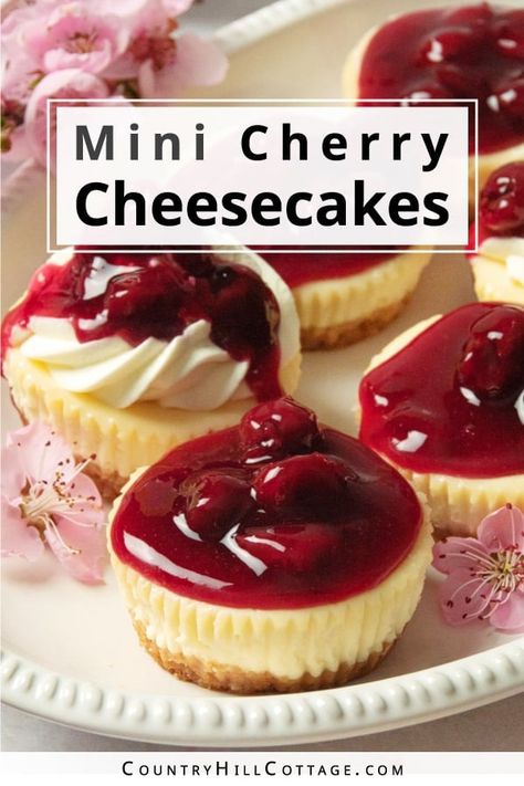 Cherry Cheesecake Cups, Cherry Cheescake, Cherry Treats, Cherry Cheesecake Bites, Cherry Pie Cookies, Mini Cherry Cheesecakes, Mini Cherry Pies, Cherry Cheesecake Recipe, Vanilla Wafer Crust