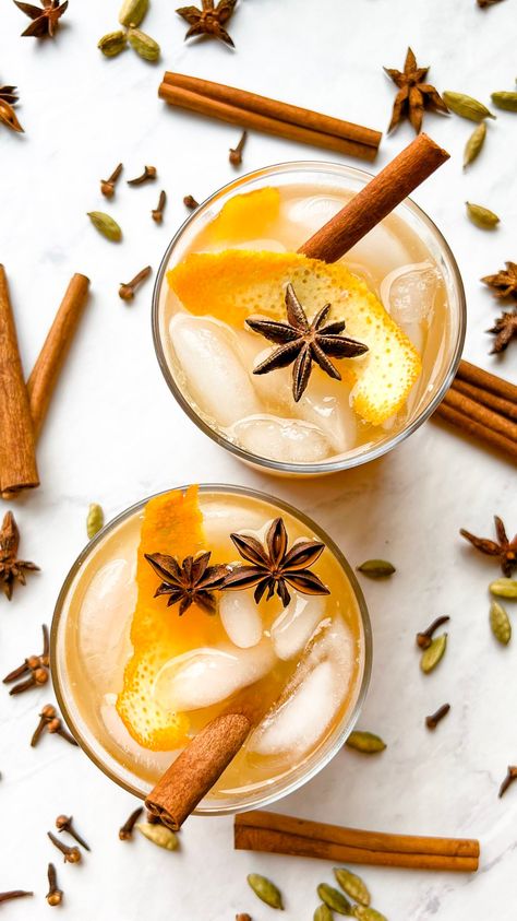 Spiced Orange Chai Digestive Mocktail - Liz Moody Digestive Mocktail, Simple Syrup Recipes, Cranberry Cocktail, Indulgent Food, Fancy Cocktails, Cocktail Ingredients, Orange Spice, Mocktail Recipe, Syrup Recipe