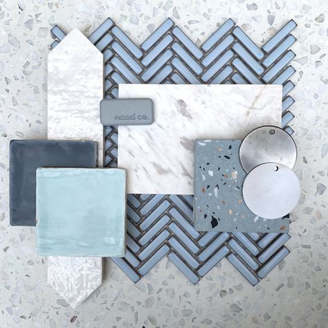 Blue Feature Tile Bathroom, Porcelanosa Bathroom Tiles Inspiration, Tile Flat Lay Ideas, Bathroom Tiles Combination, Diy Tile Shower, Tile Board, Materials Board Interior Design, Mood Board Interior, Ceramic Mosaic