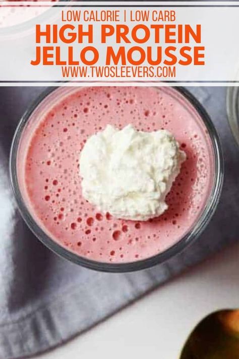 Jello Mousse | High Protein Jello Mousse | Keto Mousse | Low Carb Mousse | Keto Dessert Recipes | Low Carb Dessert Recipes | High Protein Recipes | TwoSleevers | #twosleevers #jello #mousse #highprotein #ketorecipes High Protein Jello, Jello Protein, High Protein Low Carb Dessert, Cherry Jello Recipes, Protein Jello, Jello Mousse, Keto Jello, Jello Fluff, Low Carb Pumpkin Cheesecake