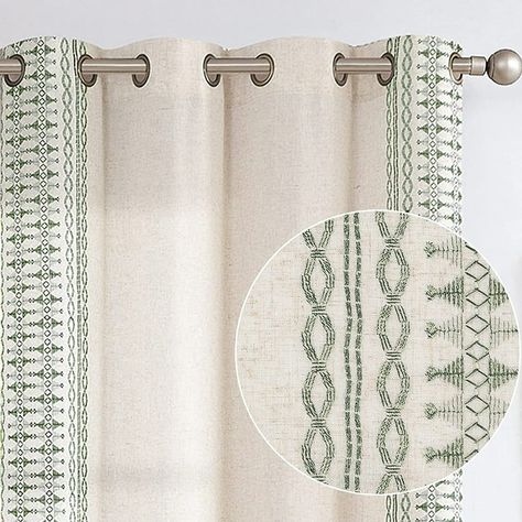 Bedroom Linen, Curtains For Bedroom, Boho Curtains, Linen Curtains, Window Curtains, Curtains, Living Room, Bedroom, Green