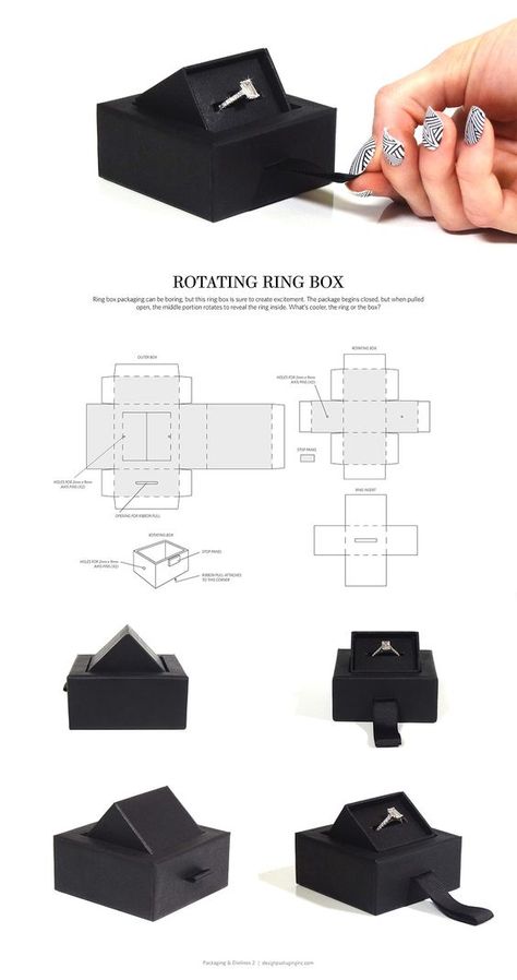 Related image Packaging Dielines, Ring Packaging, Jewelry Packaging Design, Rotating Ring, Jewelry Packaging Box, Jewerly Boxes, Packaging Template, Gift Box Template, Origami Box