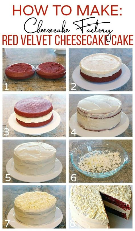 Cheesecake Factory Red Velvet Cheesecake, Red Velvet Cheesecake Cake, Cheesecake Cake Recipes, Cheesecake Pops, Bolo Red Velvet, Cheesecake Factory Recipes, Red Velvet Cake Recipe, Velvet Cake Recipes, Velvet Cheesecake