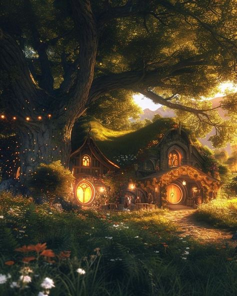 Hobbit Aesthetic, Acotar Illyrian, Magical Village, Lotr Wedding, Whimsical Aesthetic, Fantasy Things, Village Ideas, Contemporary Fantasy, Fairytale Cottage