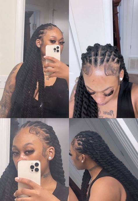 Formal Hairstyles For Long Locs, Twists That Look Like Locs, Two Braids Loc Styles, Loc Elegant Styles, Braid Out Locs Styles, Girl Retwist Styles, Formal Hairstyles For Locs, Loc Extension Hairstyles, Cornrows Over Locs