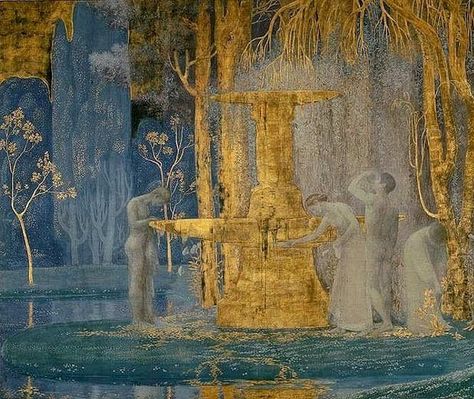 The Fountain of Inspiration by Constant Montald (1907) The Royal Museum of Fine Arts, Brussels Pre Raphaelite, Visionary Art, Dreamy Art, Museum Of Fine Arts, Gustav Klimt, Art Plastique, Art History, Art Inspo, Beautiful Art