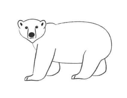 Polar Bear Drawing Easy, Draw Polar Bear, Bear Drawing Easy, Arctic Decorations, Polar Bear Outline, Polar Bear Drawing, Easter Religious Crafts, Bear Sketch, Urs Polar