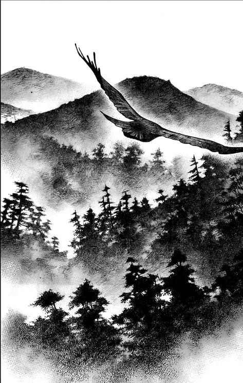 Manga Scenery, Musashi Miyamoto, Tezuka Osamu, Takehiko Inoue, Manga Ideas, Vagabond Manga, Forest Background, New School Tattoo, Nature Drawing