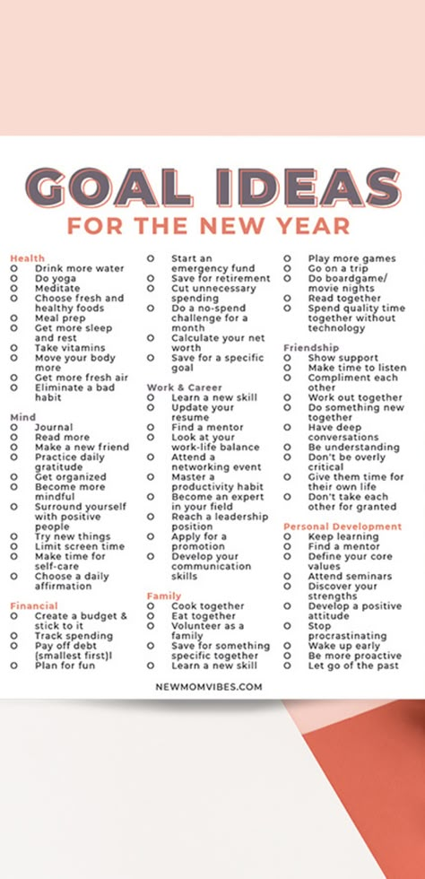 Tips For The New Year, New Years Habits Goal Settings, New Years Resolution Categories, Vision Board New Year Ideas, New Year Resolution Ideas For Students, New Year Resolution Board Ideas, How To Make A New Years Resolution List, Family New Year Resolutions Goal Settings, Goals For New Year Ideas