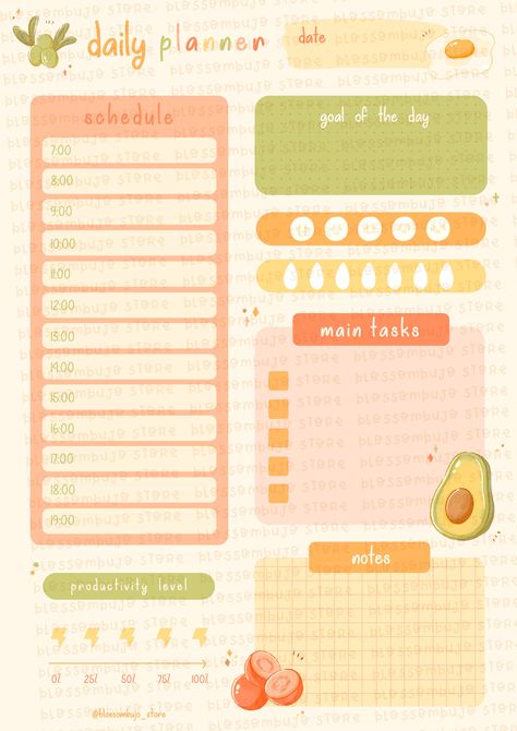 Kawaii Planner Template, Good Notes Daily Planner, Timetable Design, Digital Planner Ideas, Cute Daily Planner, Planner Diario, Daily Routine Planner, Study Planner Printable, Kawaii Planner